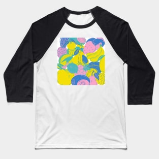 Colorful Summer Fruit Print Baseball T-Shirt